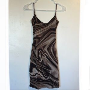 Windsor brown and white swirl mini dress